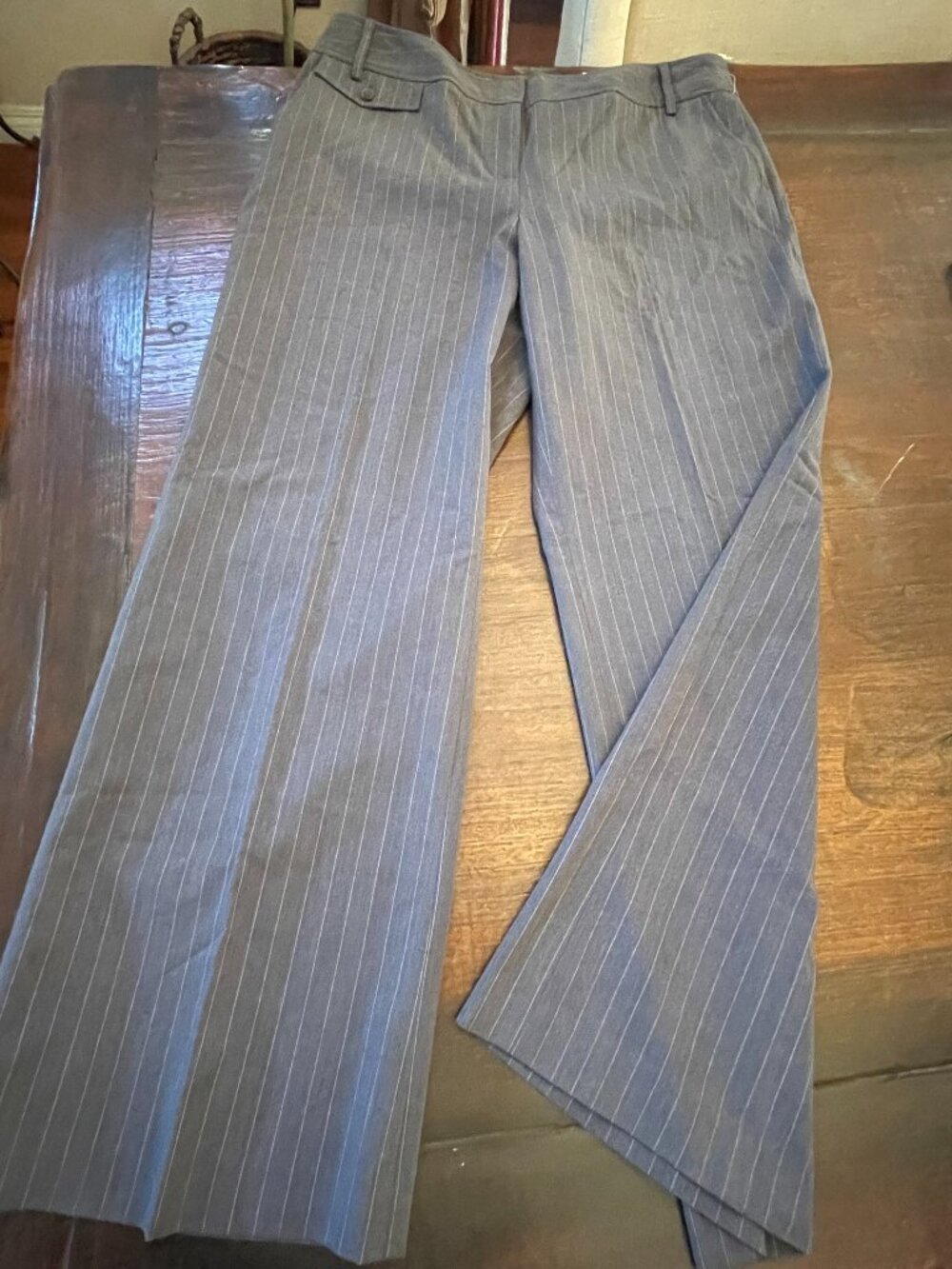 Apt. 9 Maxwell Gray Dress Pants Women's Sz 16 Stretch Fabric Modern Fit Wide Leg